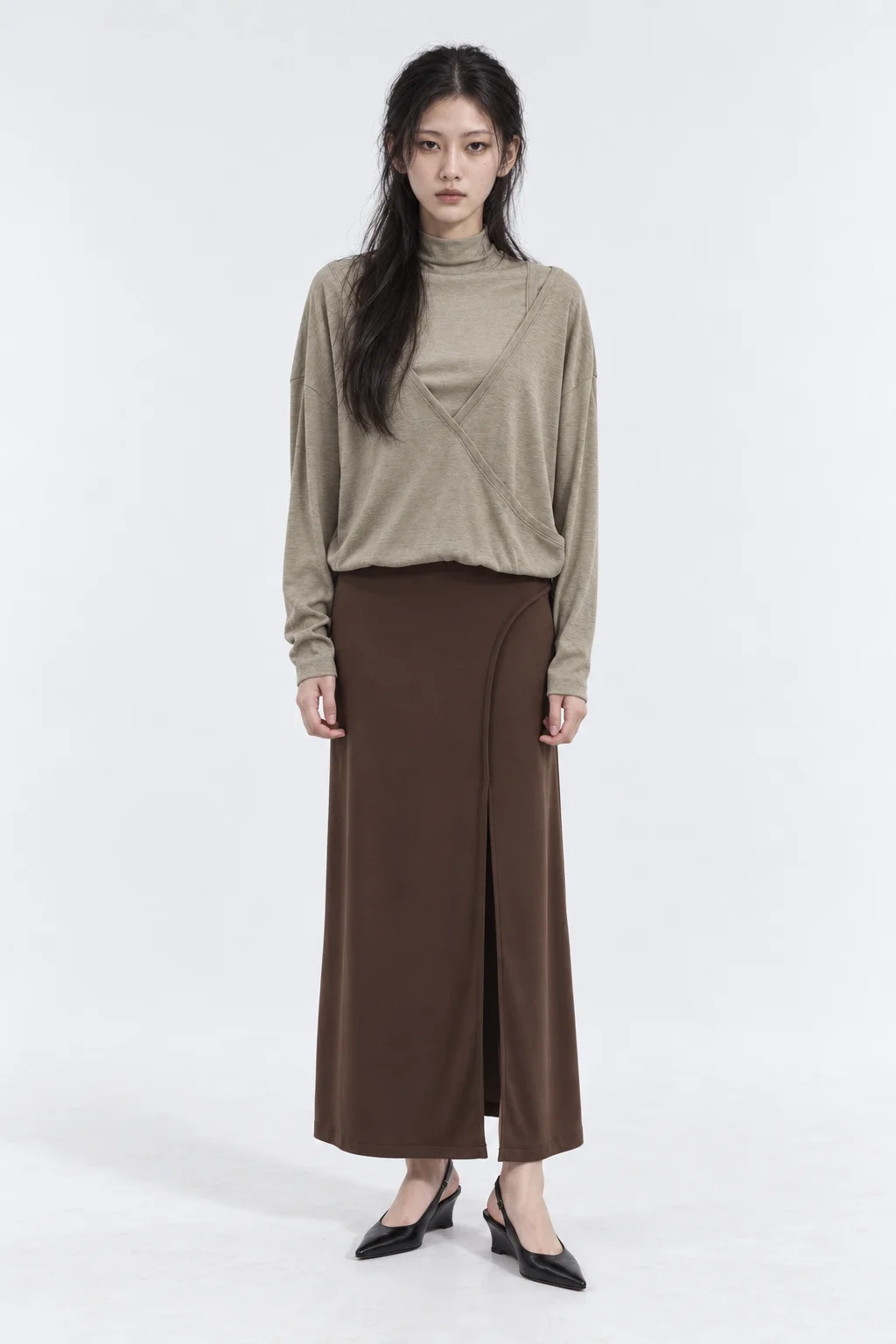 Deep slit soft skirt 착용컷