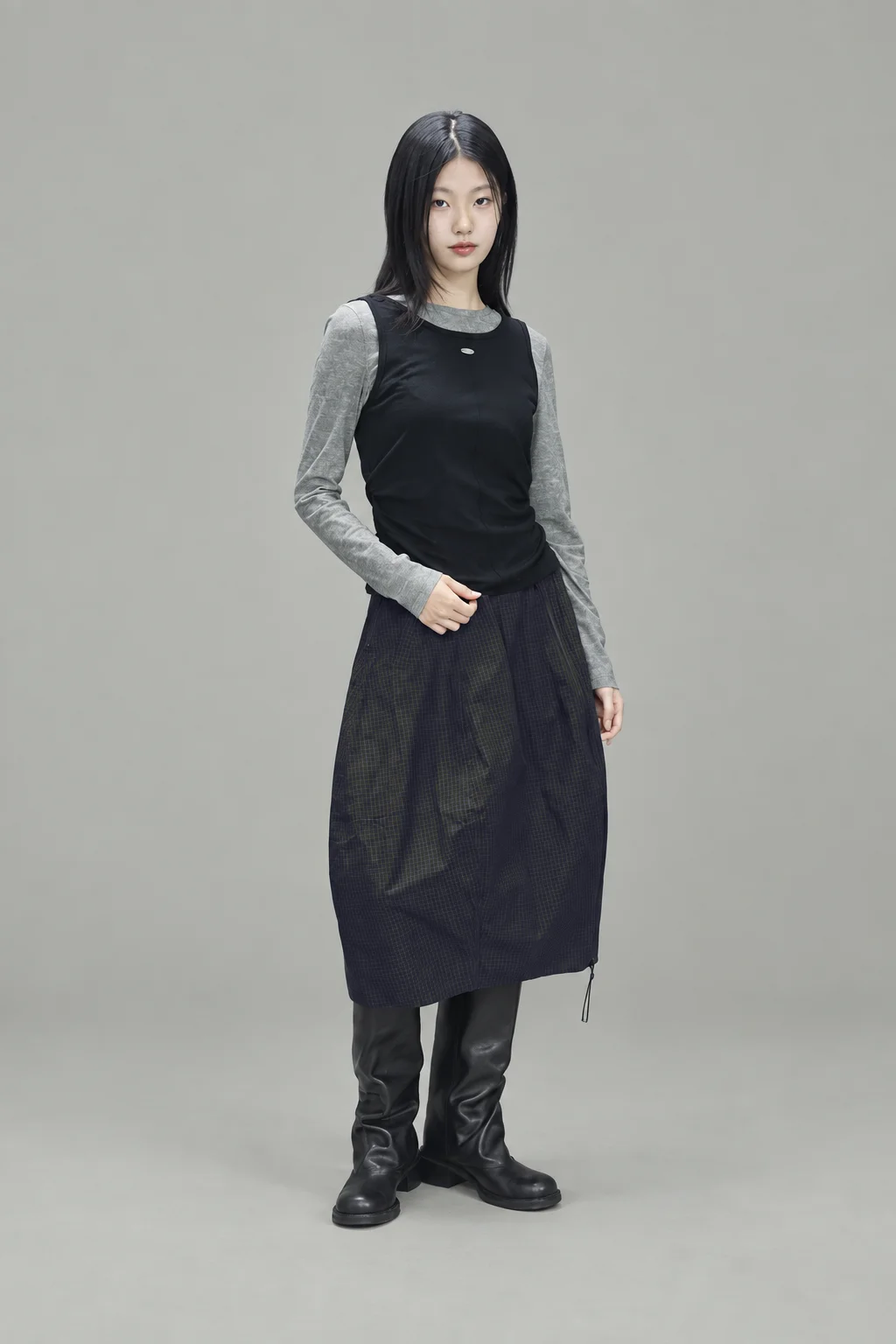 Small check balloon skirt 제품컷