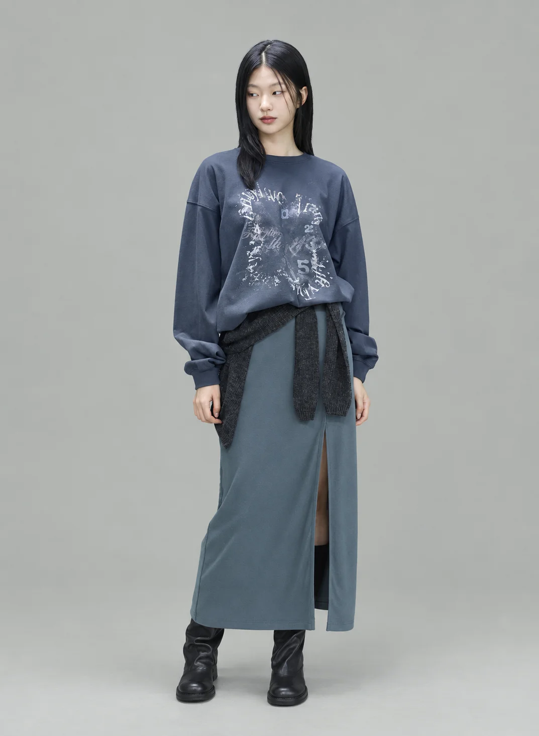 5230 clock print loose fit T-shirts