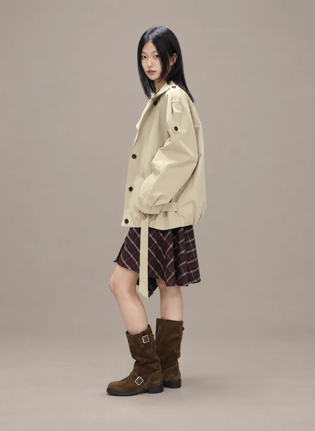 Half blouson trench jacket