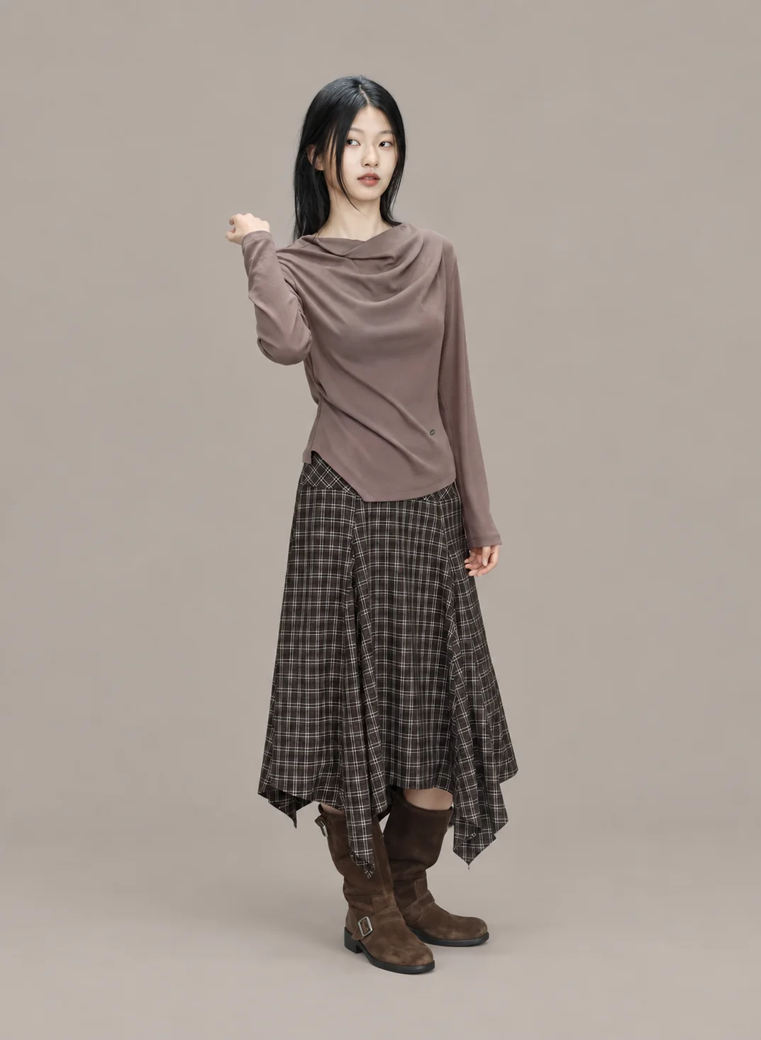 Check flare skirt 착장컷