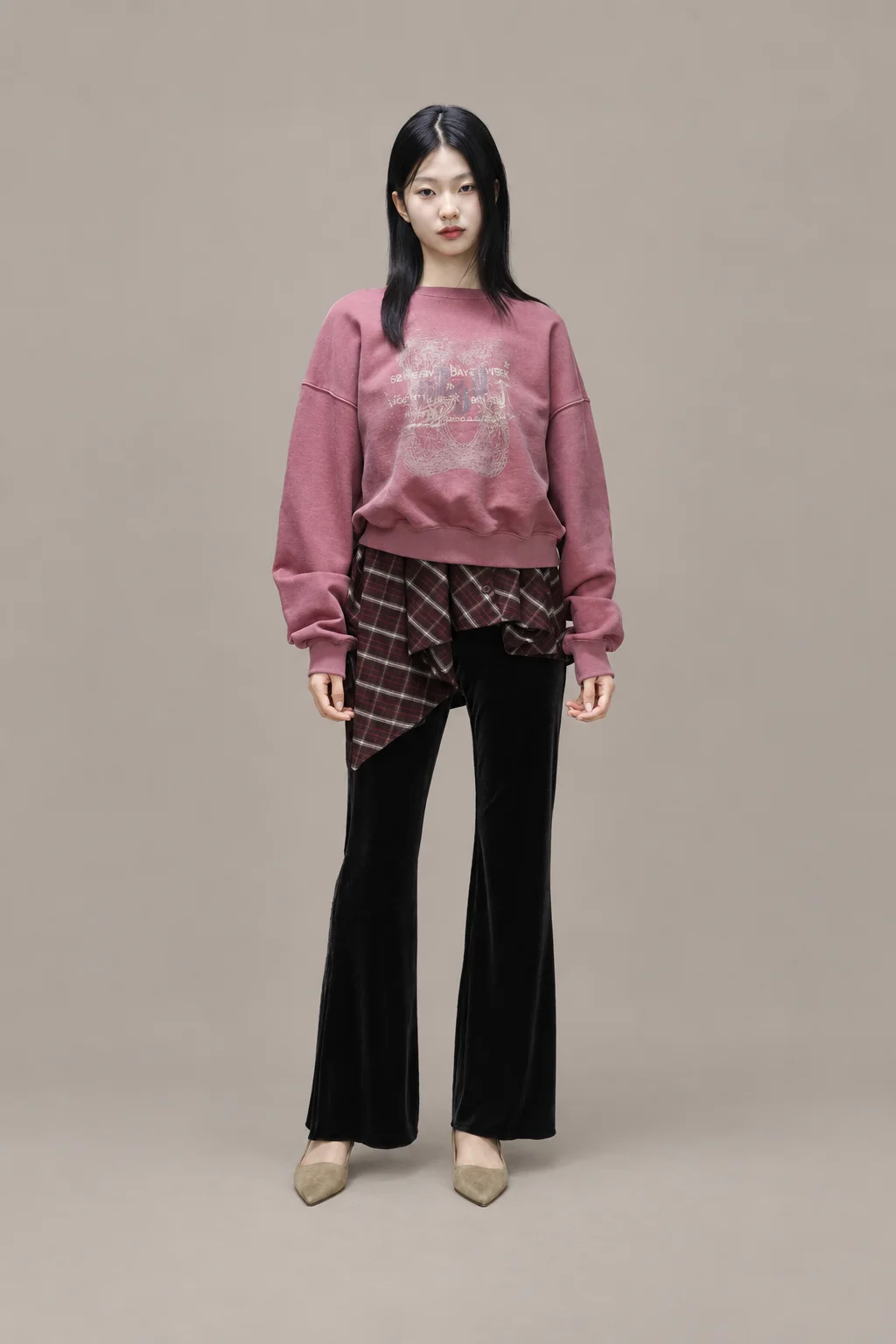 Velvet side slit pants 착용컷