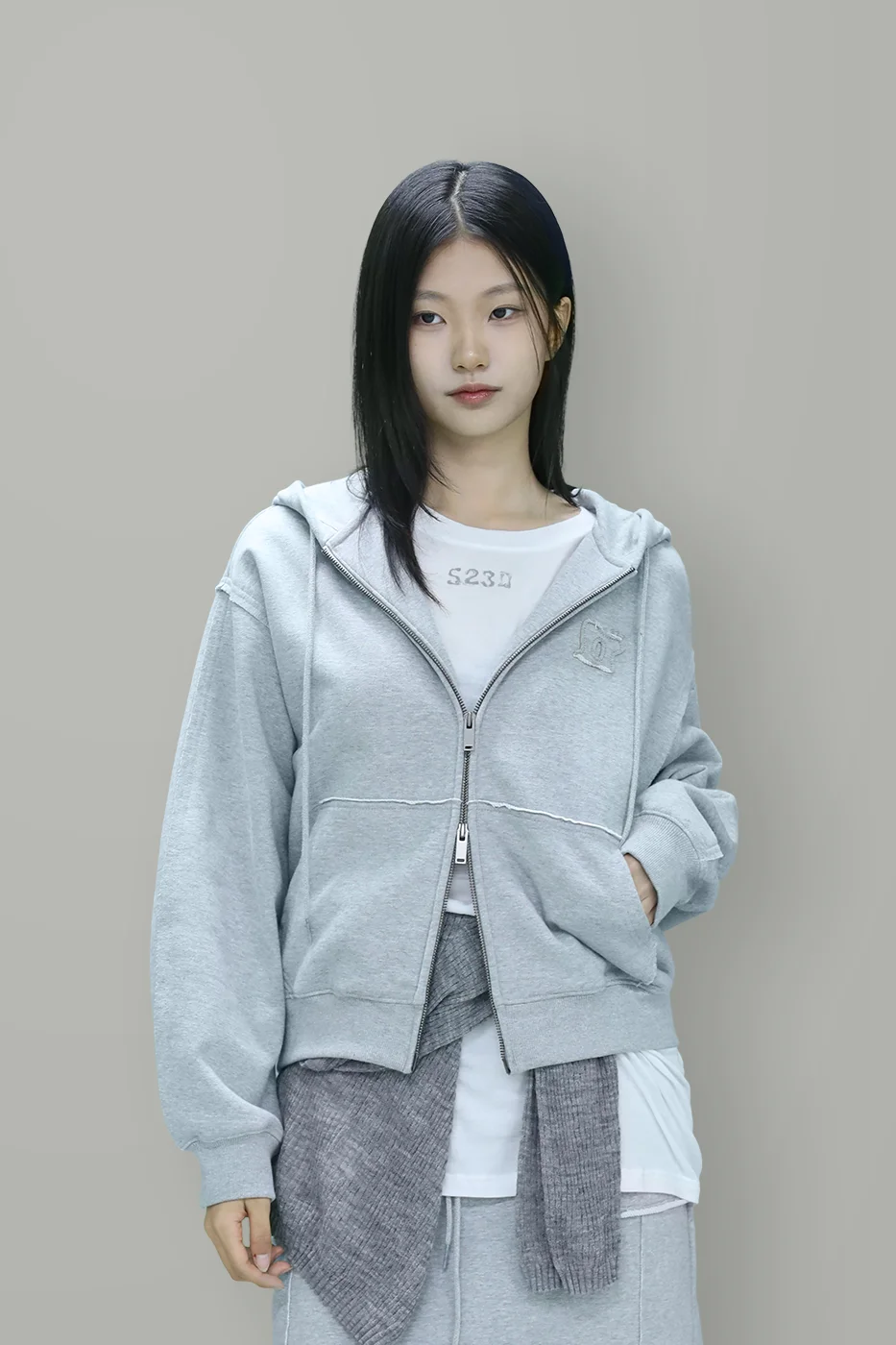 Vintage mood hood zip-up