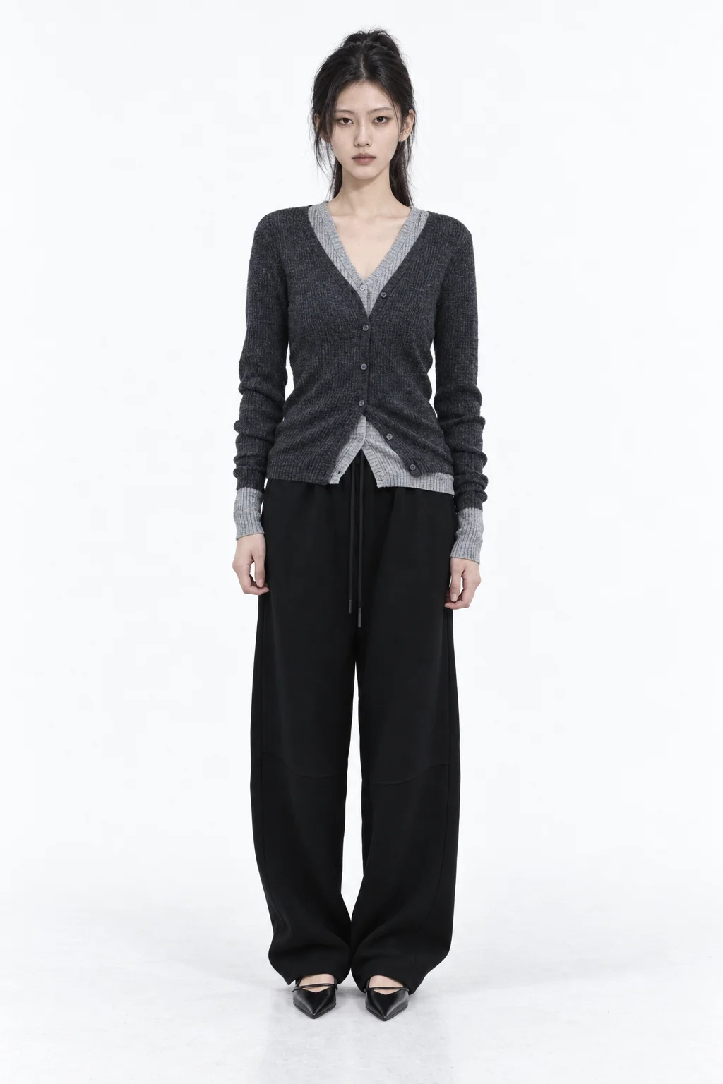 V-neck knit cardigan 제품컷