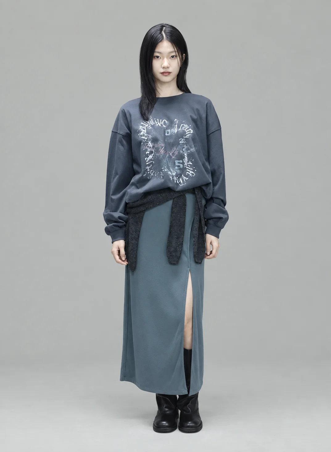 5230 clock print loose fit T-shirts 착용컷
